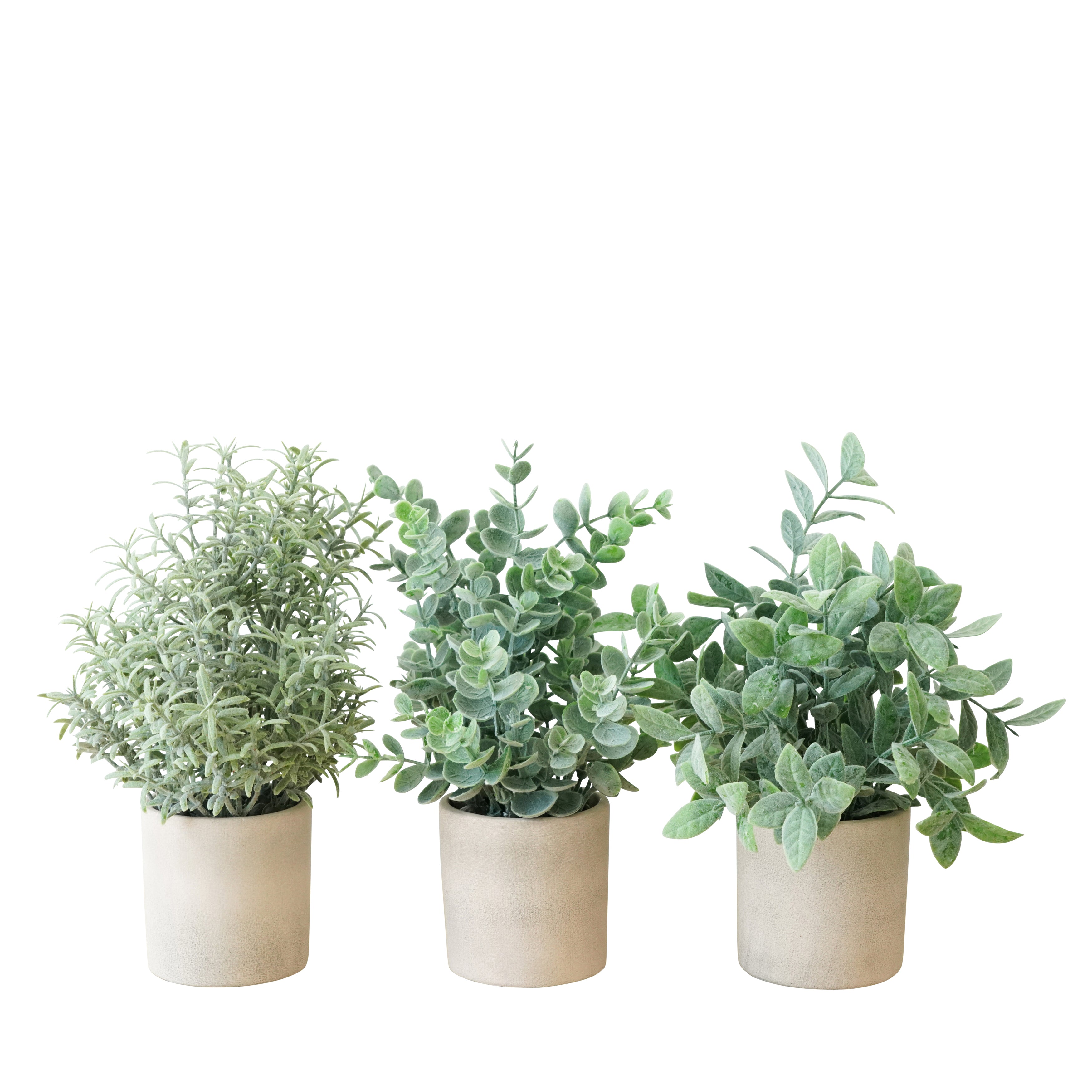 3 artificial plants in pots Faux Succulent Trio in Cement Pots