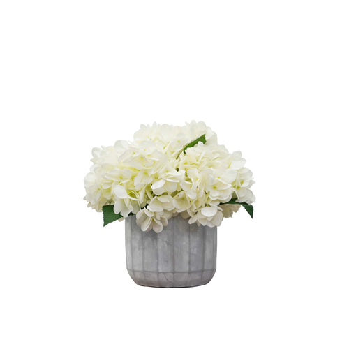 Fake Desktop Hydrangea in a Decorative Cement Pot